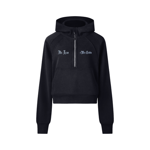 "Ma Lune et Mes Étoiles" Cropped Half-Zip Hoodie